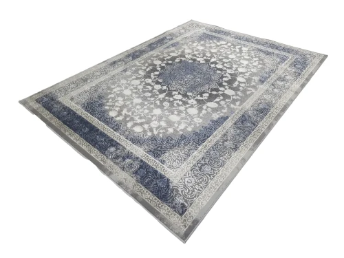 Dywan klasyczny Deluxe 9091 niebieski - rzut z boku