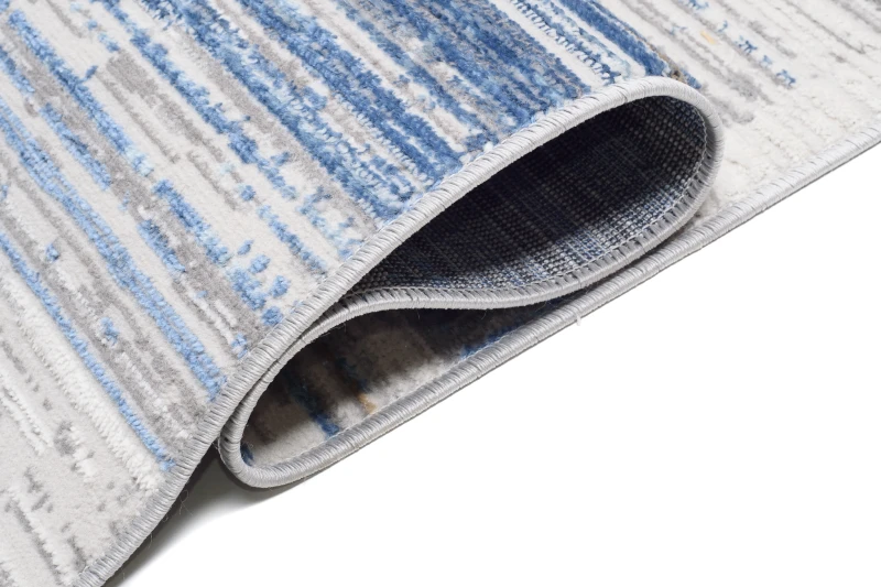 Chodnik nowoczesny Portland G498B biało-niebieski - brzeg