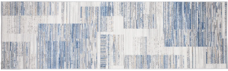 Chodnik nowoczesny Portland G498B biało-niebieski - w poziomie