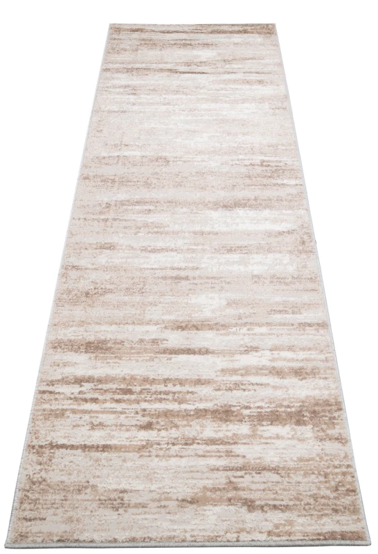 Chodnik nowoczesny Portland D158E kremowo-brązowy - rzut ukośny