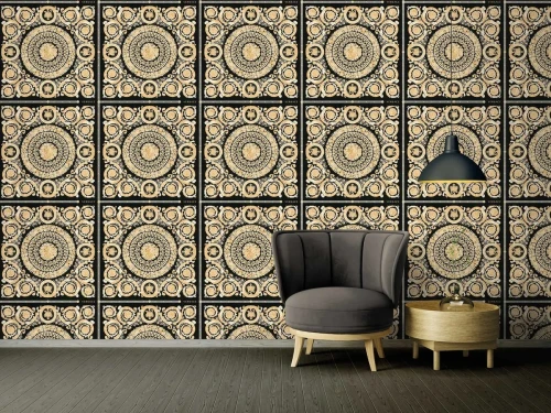Tapeta luksusowa czarno-złota do salonu  Versace 37055-3.webp