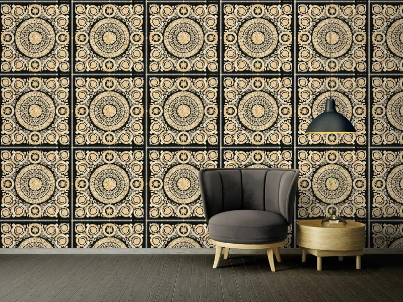 Tapeta luksusowa czarno-złota do salonu  Versace 37055-3.webp