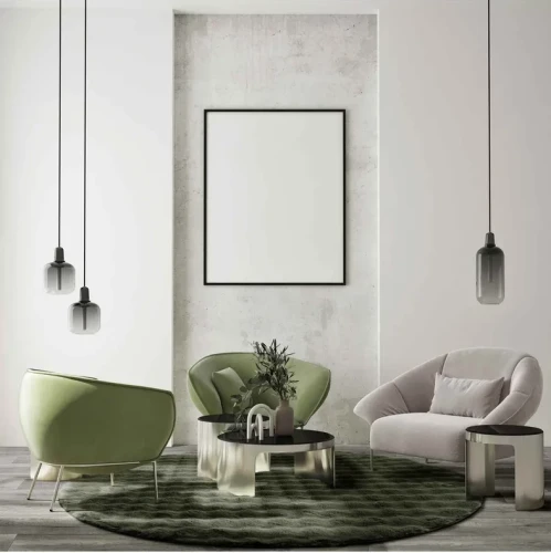 Dywan okrągły pluszowy Rabbit Bubble zielony do salonu