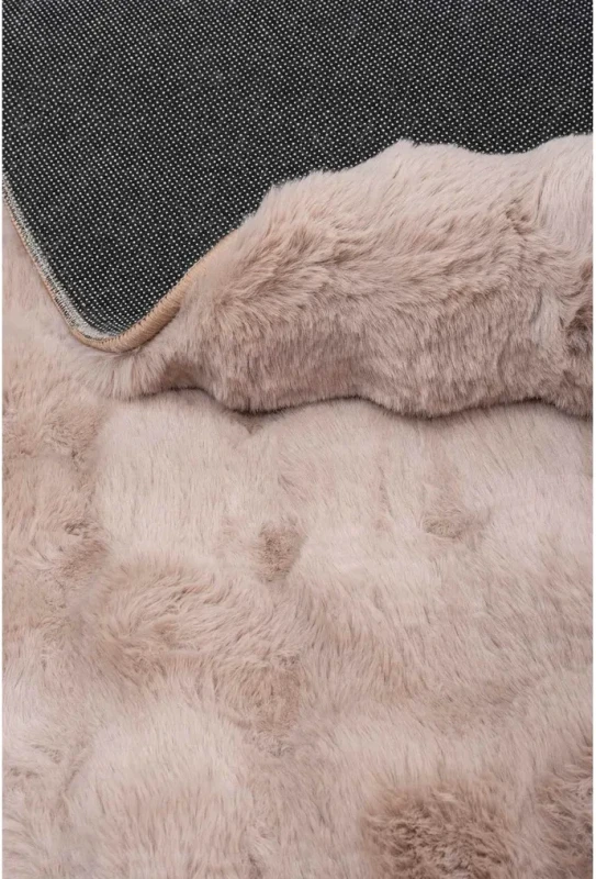 Dywan okrągły pluszowy Rabbit Bubble beżowy - runo