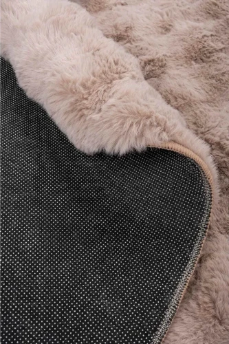 Dywan okrągły pluszowy Rabbit Bubble beżowy - bok