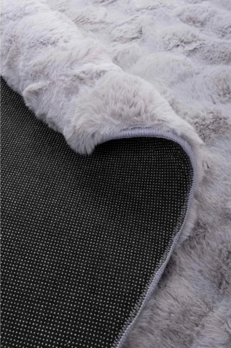 Dywan okrągły pluszowy Rabbit Bubble szary - bok