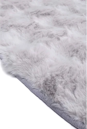 Dywan okrągły pluszowy Rabbit Bubble szary - brzeg