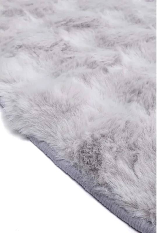 Dywan okrągły pluszowy Rabbit Bubble szary - brzeg
