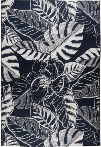 Dywan zewnętrzny Jungle kwiat biało-czarny