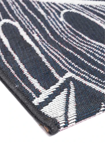 Dywan zewnętrzny Jungle kwiat biało-czarny - róg