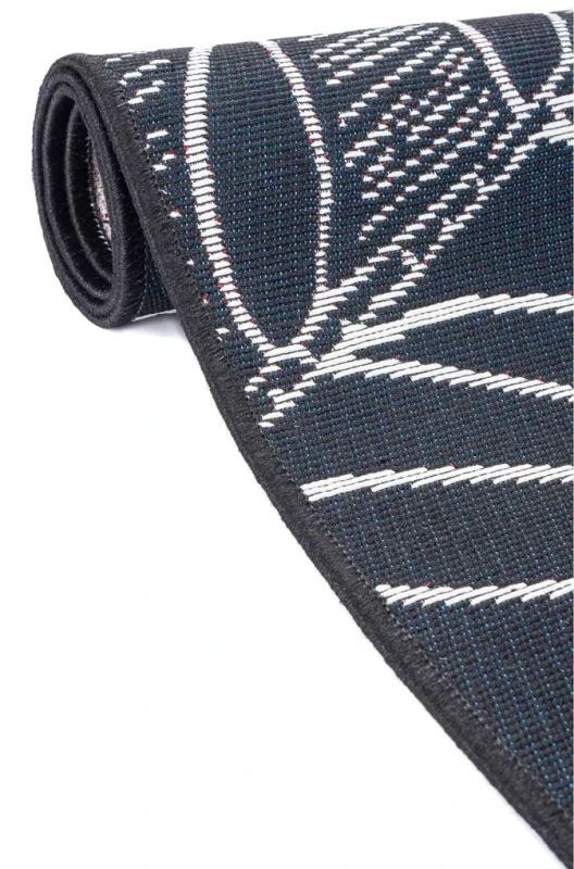 Dywan zewnętrzny Jungle kwiat biało-czarny - bok