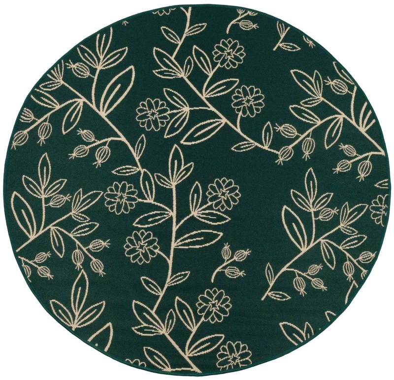 Dywan okrągły zewnętrzny Jungle liście zielony
