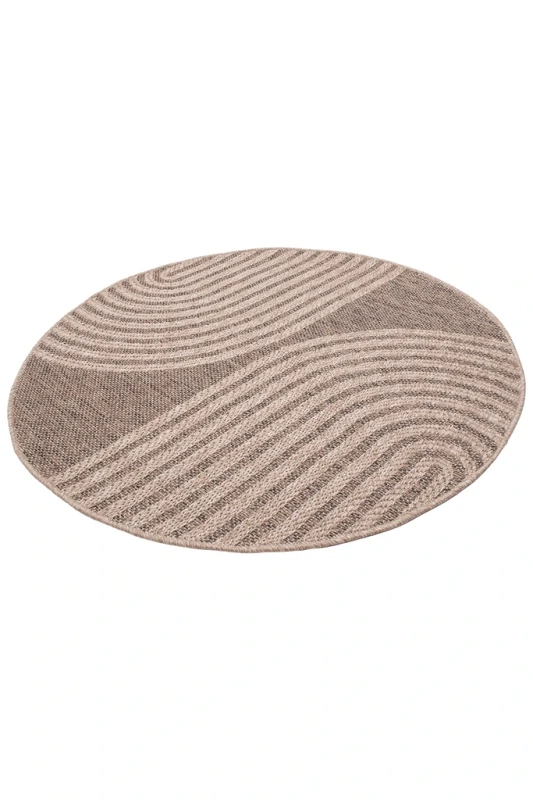 Dywan okrągły zewnętrzny Kenzy Patio 5029 178 nature rzut z boku