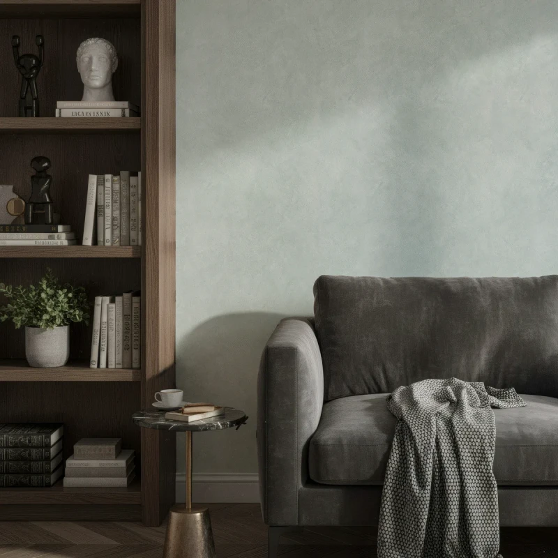 Tapeta do salonu imitująca tynk zielona 36423 Marburg.webp