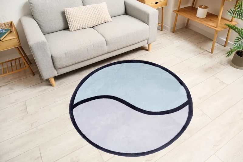 Dywan pluszowy okrągły Maximo geometria niebiesko-szary do pokoju