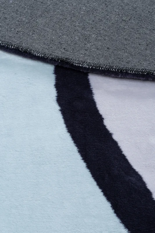 Dywan pluszowy okrągły Maximo geometria niebiesko-szary - spód