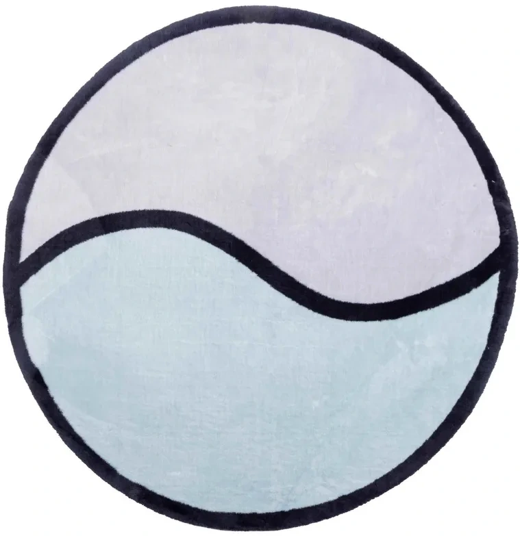 Dywan pluszowy okrągły Maximo geometria niebiesko-szary