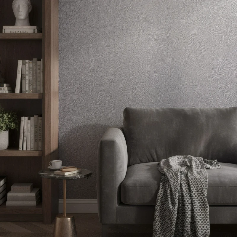 Szara tapeta strukturalna do salonu 36459 Marburg.webp