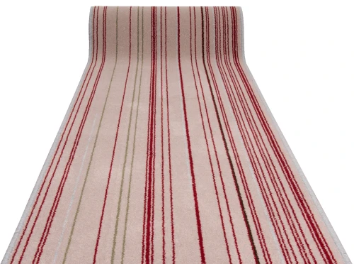 Chodnik wełniany nowoczesny w kolorowe pasy Agnella AXO beż - rzut z ukosa