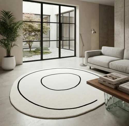 Dywan okrągły Carpet Decor Handmade Loop krem do pokoju