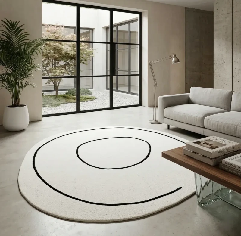 Dywan okrągły Carpet Decor Handmade Loop krem do pokoju