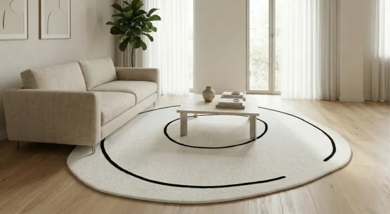 Dywan okrągły Carpet Decor Handmade Loop krem do salonu