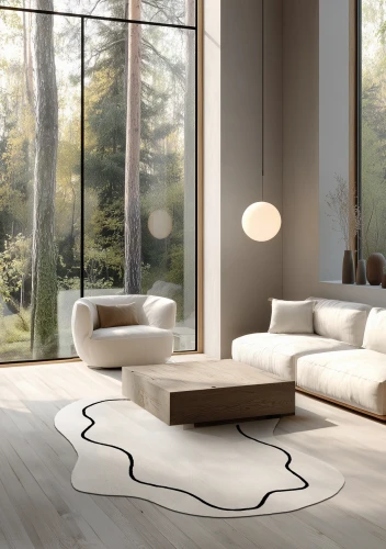 Dywan wełniany Carpet Decor Handmade Loop ivory w salonie