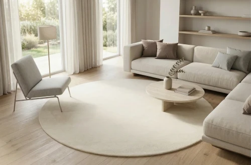 Dywan okrągły wełniany Carpet Decor Handmade Rio krem do salonu