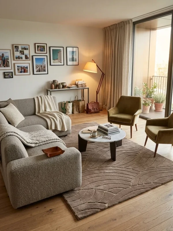 Dywan art deco 3d Dywilan Juno Lux 1 F707A vizon aranżacja