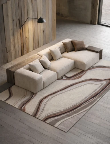 Dywan wełniany Carpet Decor Handmade Lava beżowy w salonie