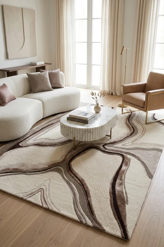 Dywan wełniany Carpet Decor Handmade Lava beżowy do salonu