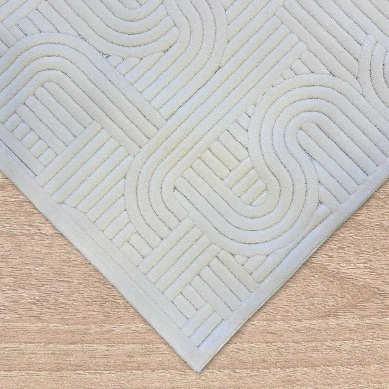 Dywan art deco 3d Dywilan Juno Lux 2 E341A cream obszycie