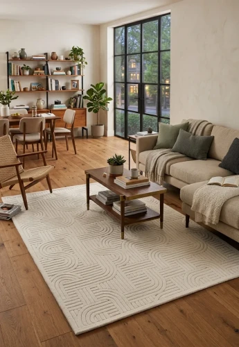 Dywan art deco 3d Dywilan Juno Lux 2 E341A cream aranżacja