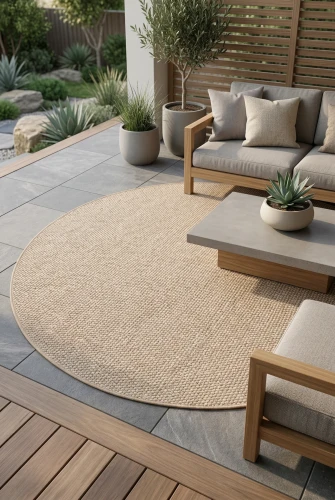 Dywan zewnętrzny Carpet Decor Outdoor/Indoor Grano brąz na werandzie