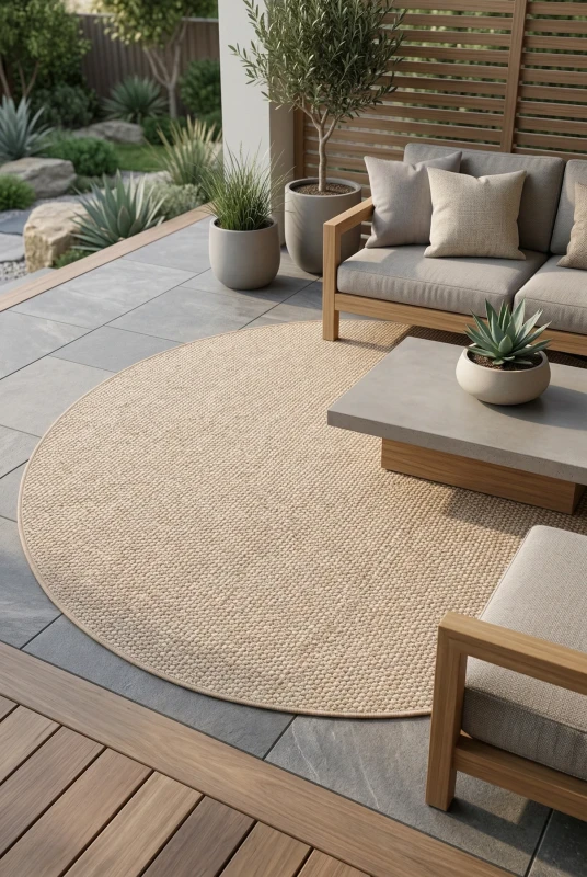 Dywan zewnętrzny Carpet Decor Outdoor/Indoor Grano brąz na werandzie