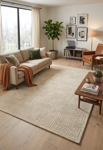 Dywan art deco 3d Dywilan Juno Lux 2 E341A beige aranżacja