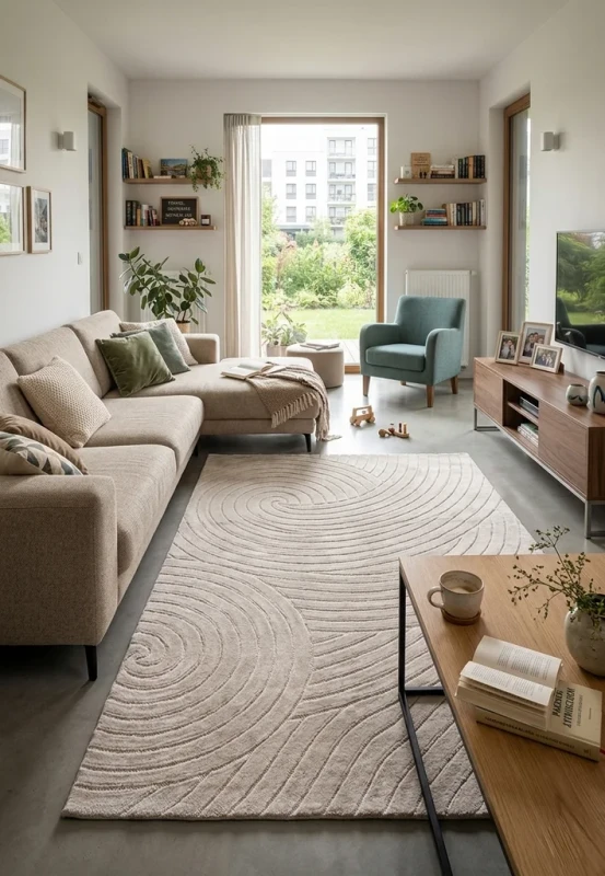 Dywan art deco 3d Dywilan Juno Lux 3 F705A beige aranzacja