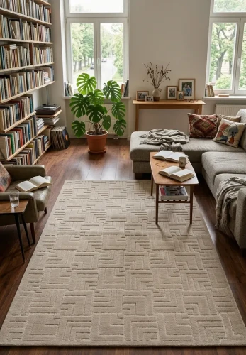 Dywan art deco 3d Dywilan Juno Lux 4 D147A beige  aranżacja