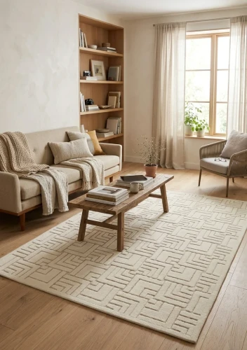 Dywan art deco 3d Dywilan Juno Lux 4 D147A cream aranżacja