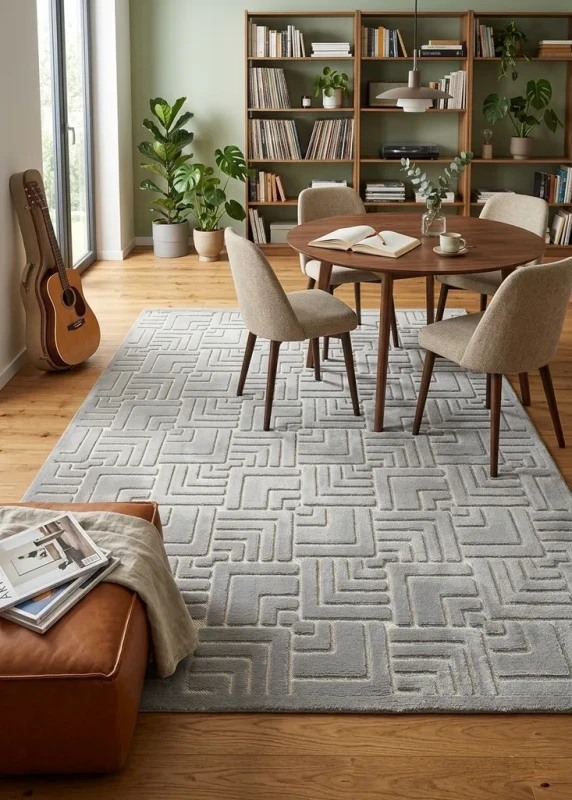 Dywan art deco 3d Dywilan Juno Lux 4 D147A l.grey aranzcja