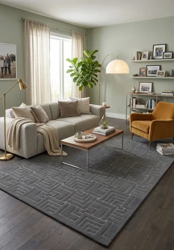 Dywan art deco 3d Dywilan Juno Lux 4 D147A grey aranżacja