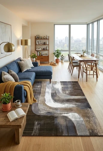 Dywan nowoczesny Dywilan Prestige E8251A brown-grey aranżacja