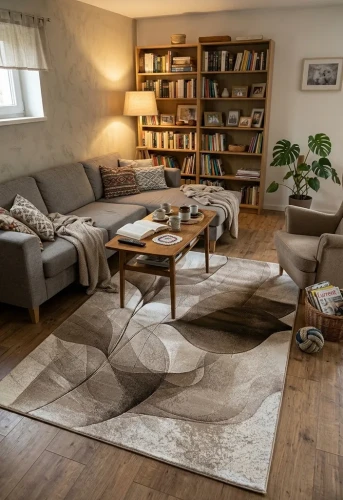 Dywan nowoczesny Dywilan Prestige 3 TE936A brown-cream aranżacja