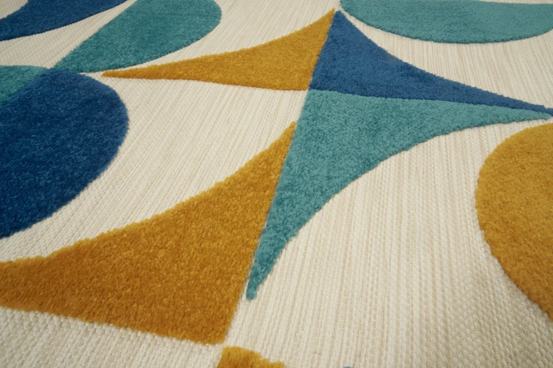 Dywan zewnętrzny geometria Carpet Decor Outdoor Verano beżowo-niebiesko-żółty - wzór