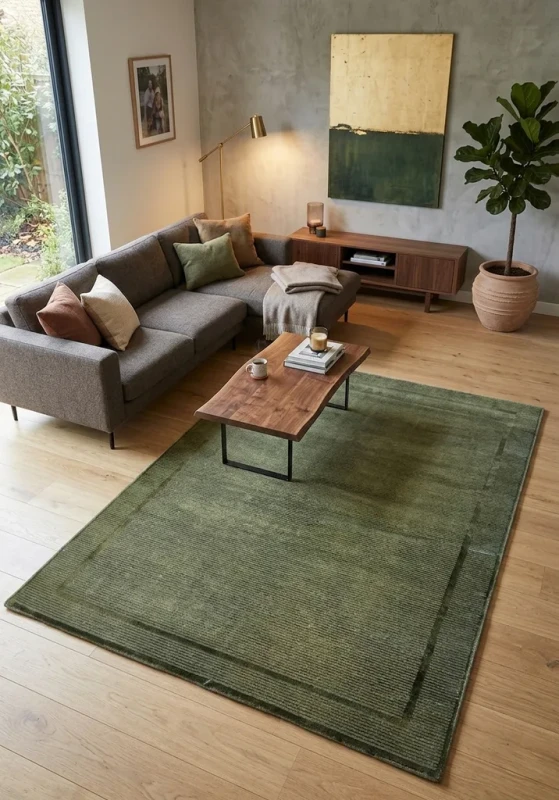 Dywan nowoczesny Dywilan Pure 2 J2659X green aranżacja