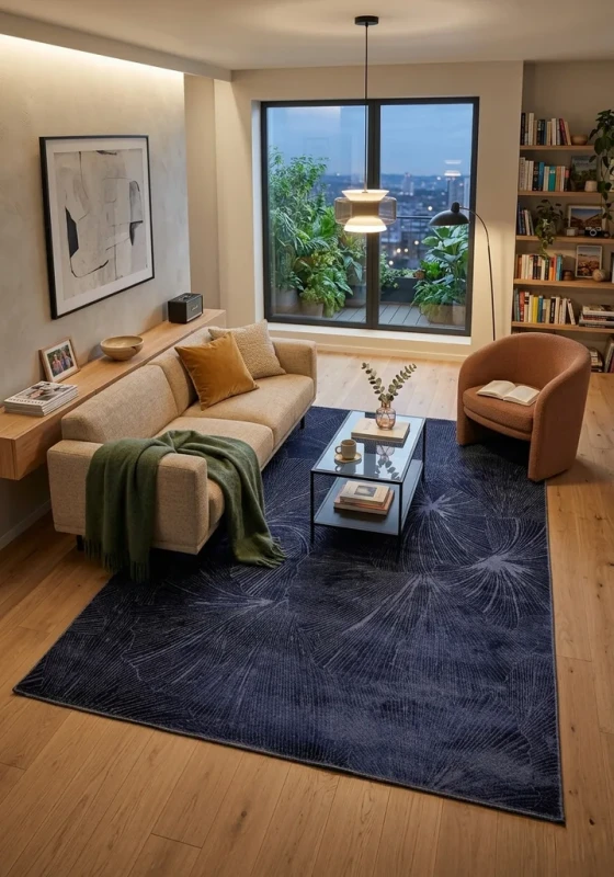 Dywan nowoczesny Dywilan Pure 3 EB296 blue aranżacja