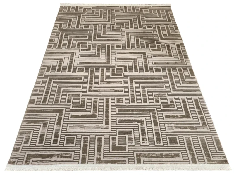 Dywan nowoczesny geometria 3d Exclusive 651 kremowo-brązowy