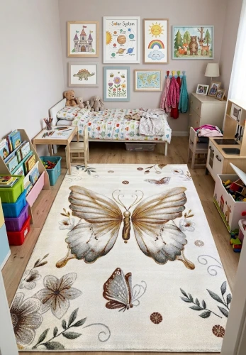 Dywan dziecięcy 3d Dywilan Luna Butterfly 40427 aranżacja