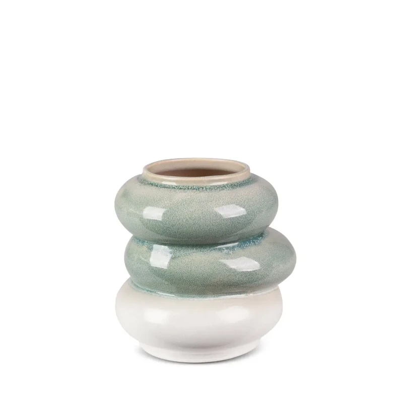 Wazon ceramiczny Liana 03 w kolorze kremowo-miętowym z efektem ombre