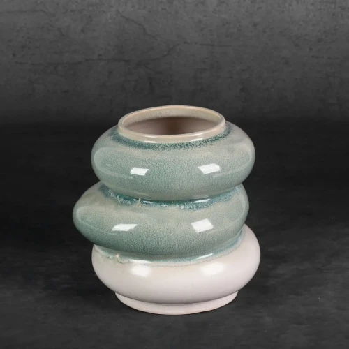 Wazon ceramiczny Liana 03 w kolorze miętowymi kremowym